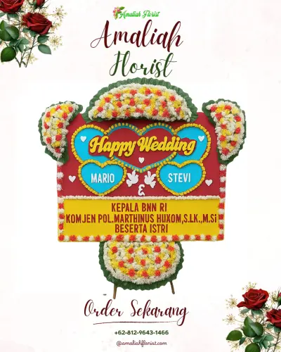 Karangan Papan Bunga Pernikahan di Sukorejo